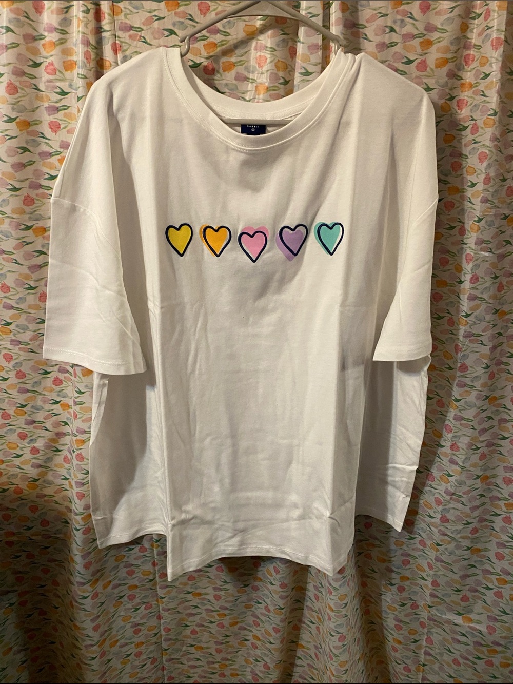 Roller Rabbit White Tee with Five Colorful Hearts